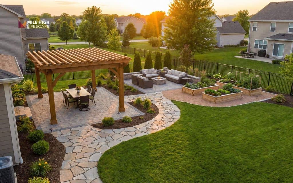 Fence line landscape ideas: Maintain an open view between garden zones