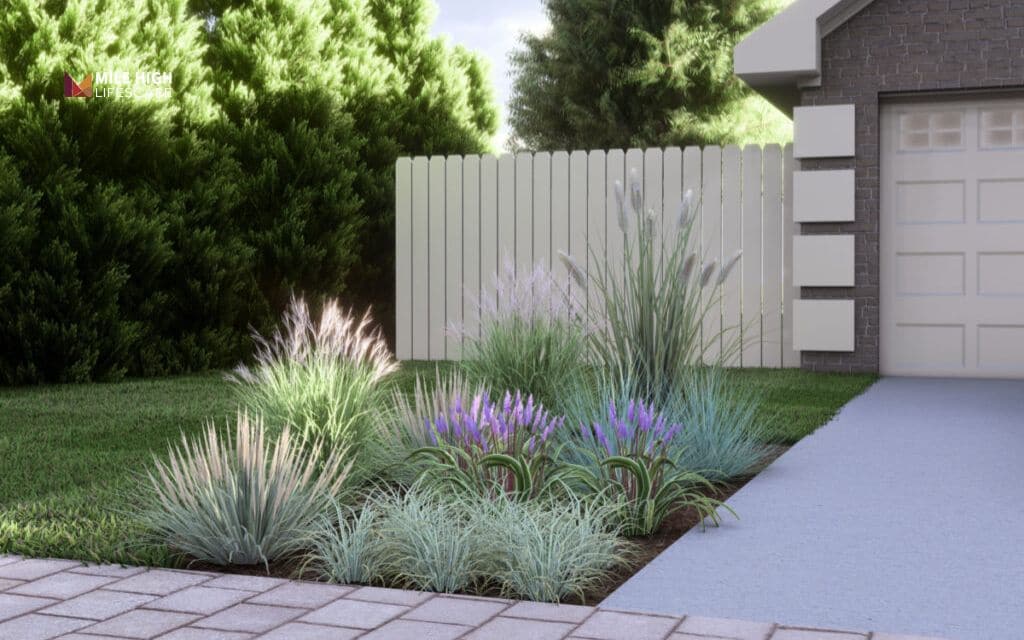 driveway landscape ideas: Ornamental grass edging