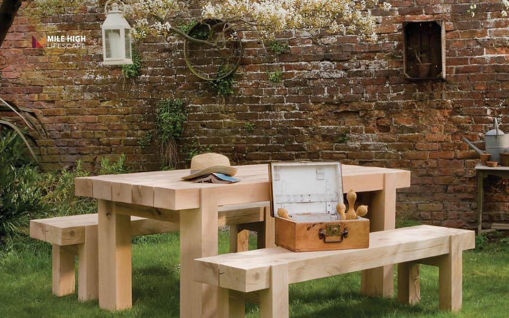 Landscape timber ideas: Outdoor furniture (benches, tables)