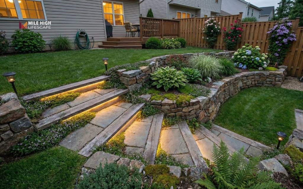 hill landscape: Stone steps on a slope