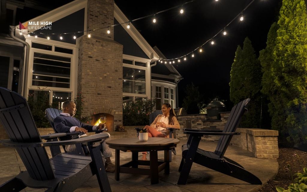 House landscape lighting: Add cafe-style string lighting outdoors