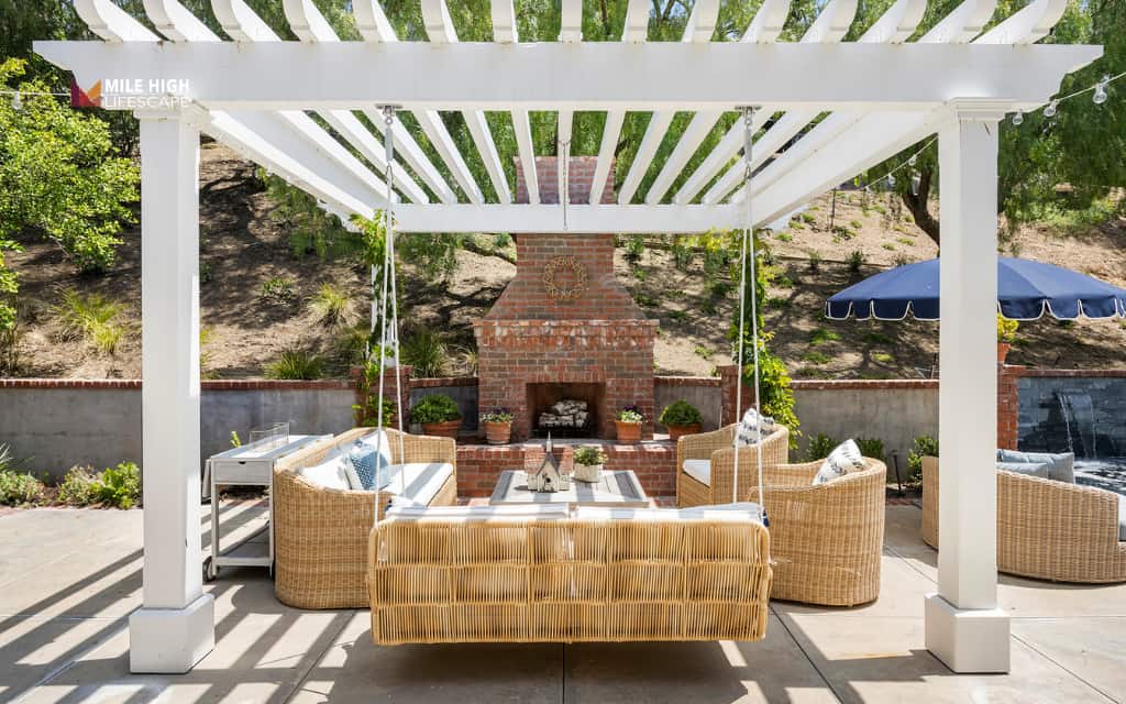 Landscaped patio: Add pergolas and shade structures