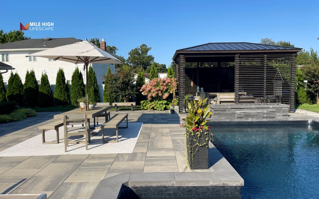 Landscaped patio: Build an inviting poolside patio retreat