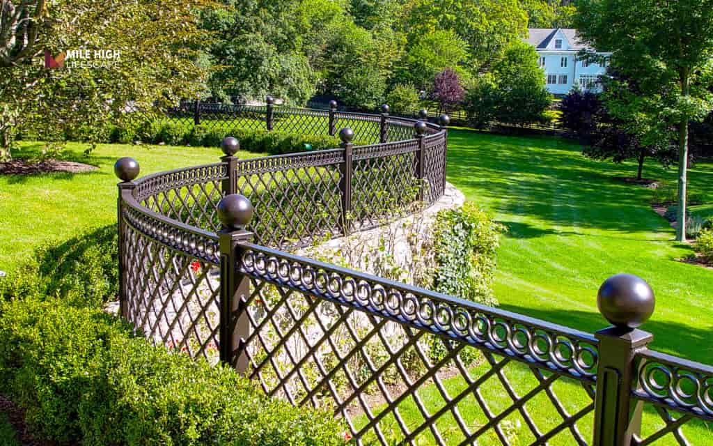 Front house fence ideas: Elegant decorative iron front fence