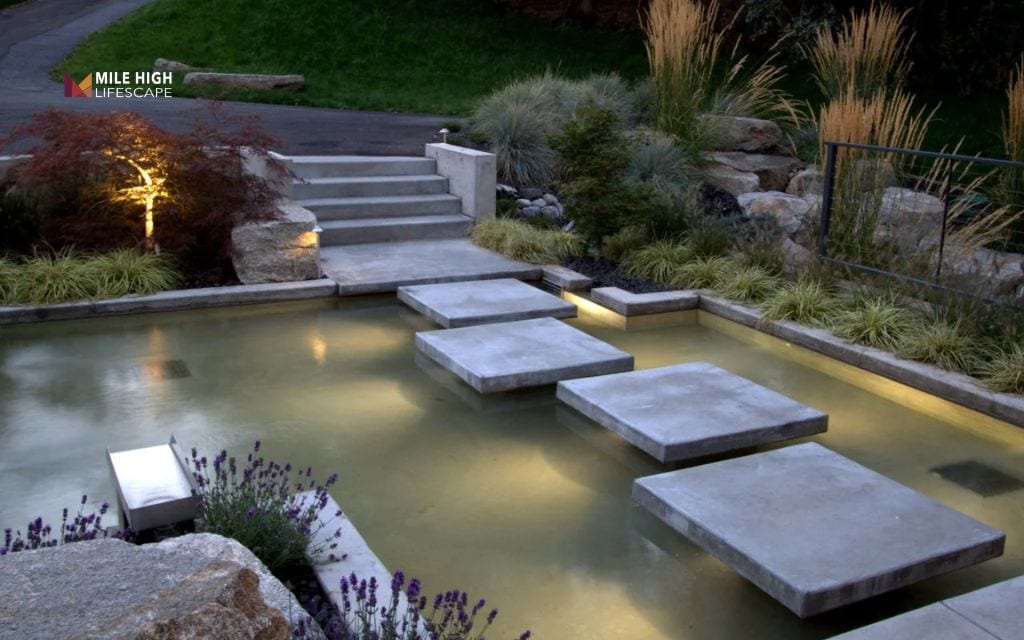 Pond landscape ideas: The pond with stepping stones