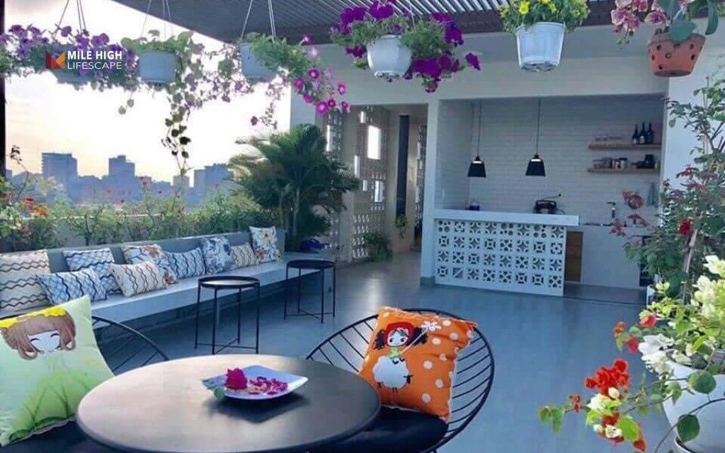 Landscape terrace: Use local stone and natural materials for authentic charm