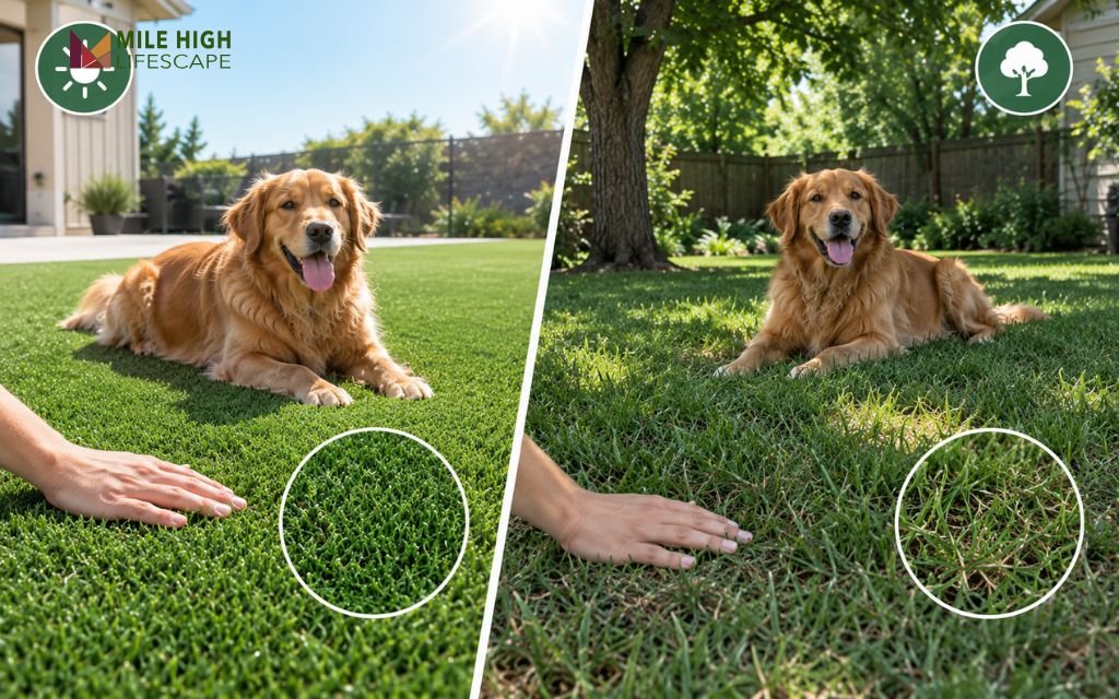 Dog on artificial turf compared with dog on natural grass