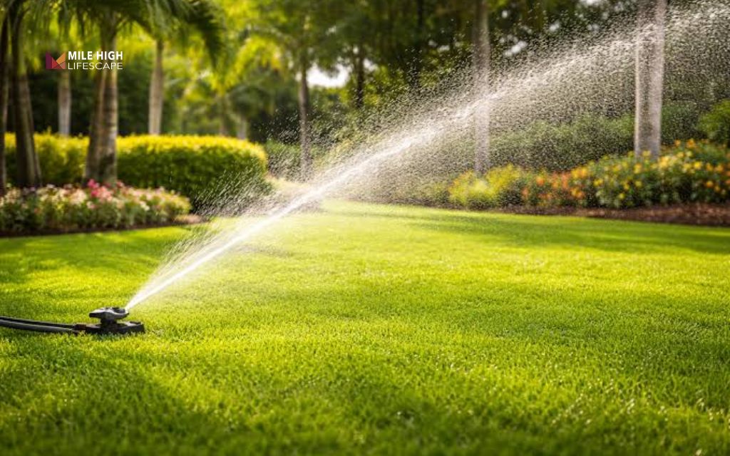 Morning irrigation helps water new sod before daytime heat builds