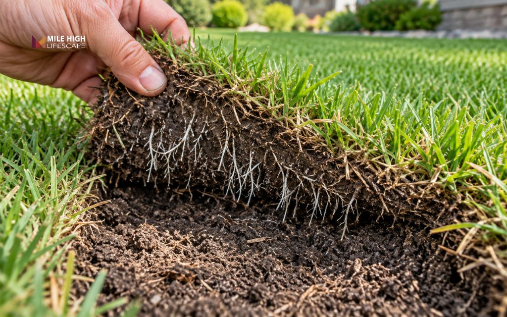 Root growth can reveal whether new sod is dying completely