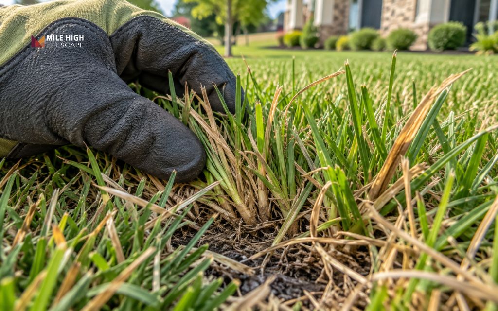 Check the crown when sod turning brown looks severely stressed