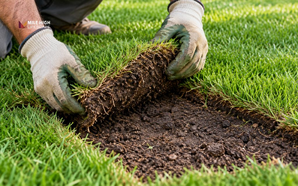 Lift one corner to see whether water reaches the root zone