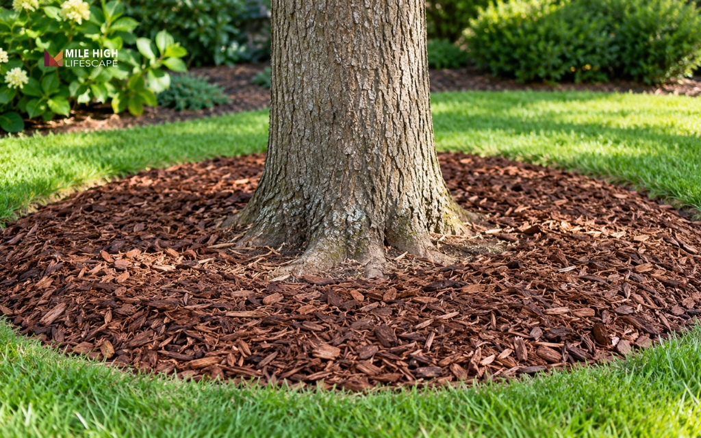 This shape shows how to mulch around a tree without trunk damage
