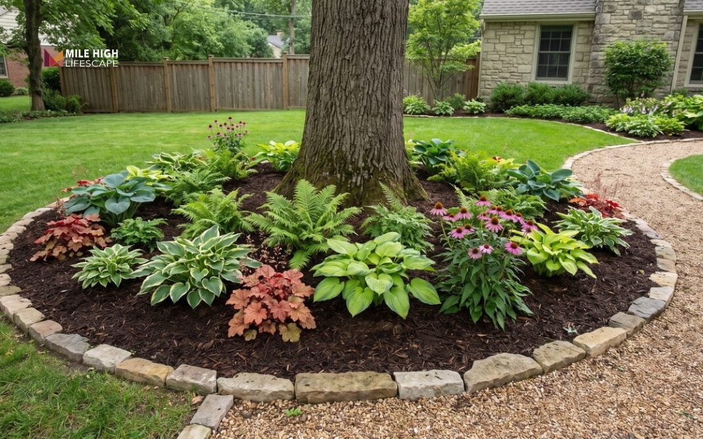 Simple mulch around trees ideas create cleaner beds without harming roots