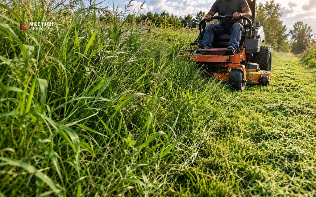 Mulch or side discharge decisions change when grass becomes tall and dense