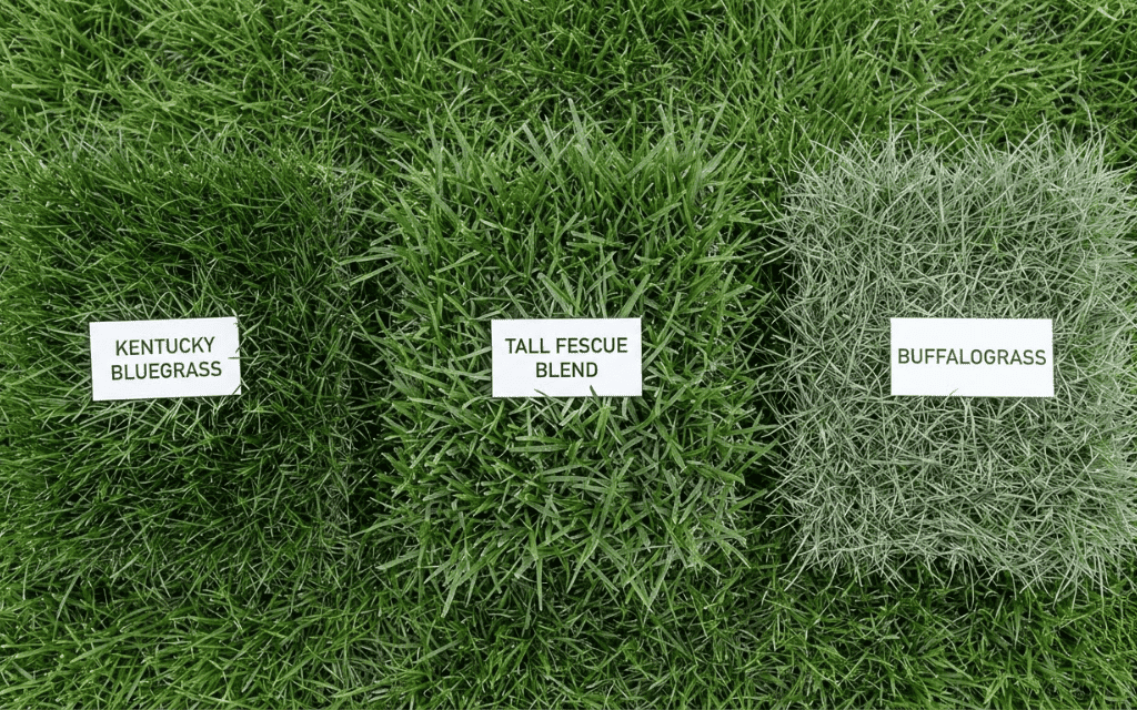 Kentucky bluegrass, tall fescue, and buffalograss sod samples used in Colorado lawns