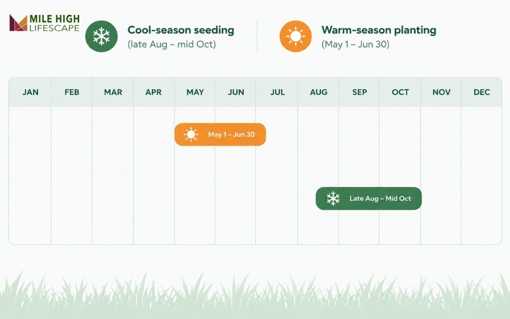 Tennessee grass planting calendar with cool-season and warm-season seeding windows